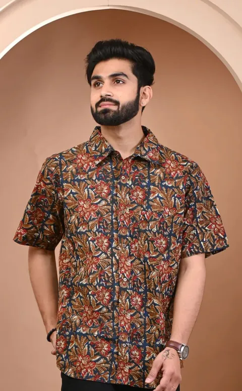 Kalamkari Midnight Bloom Shirt