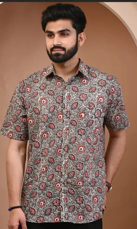 Ajrakh Stone Grey Shirt