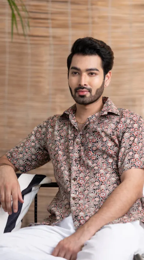 Ajrakh Noir Jaal Shirt
